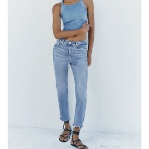 Zara Raw Hem Straight Jeans